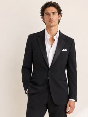 Yves Saint Laurent Vintage Tuxedo Wool Blazer Satin Lapel Black Sz 44R